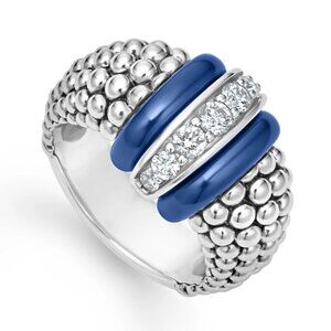 Blue Caviar  Ultramarine Ceramic Caviar Diamond Ring from Lagos size 7